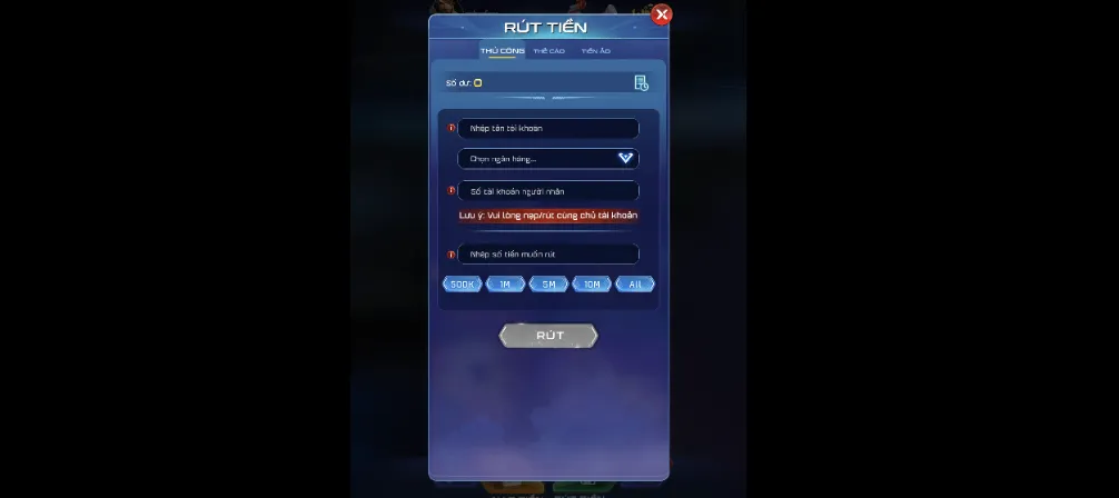 Rút tiền về ngân hàng